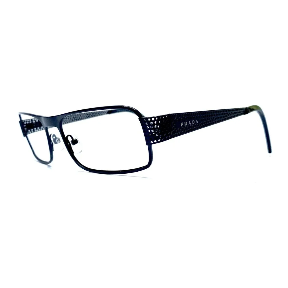 Prada Black Titanium Rectangular Eyeglasses Italy SPR521 1B0-1A1 56 17 135